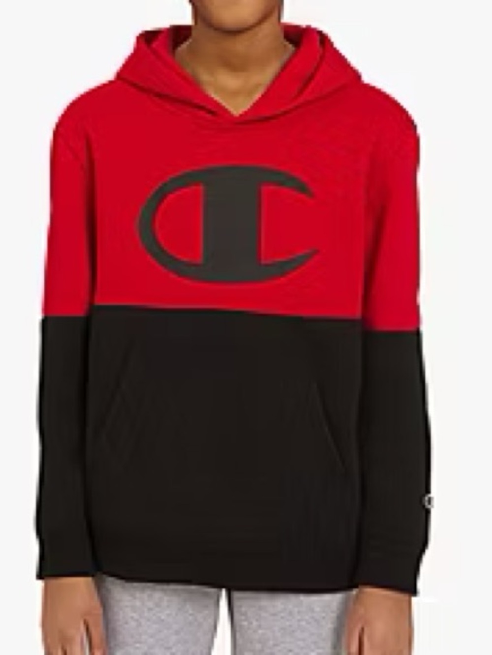 Champion Red and Black Kids Colorblock Hoodie